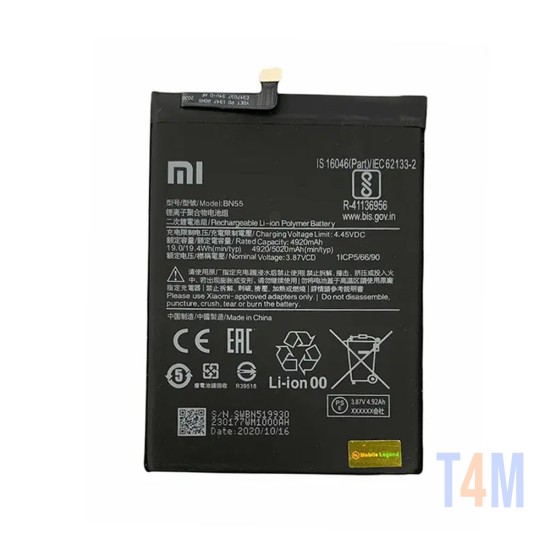 Bateria BN55 para Xiaomi Redmi Note 9S 5020mAh